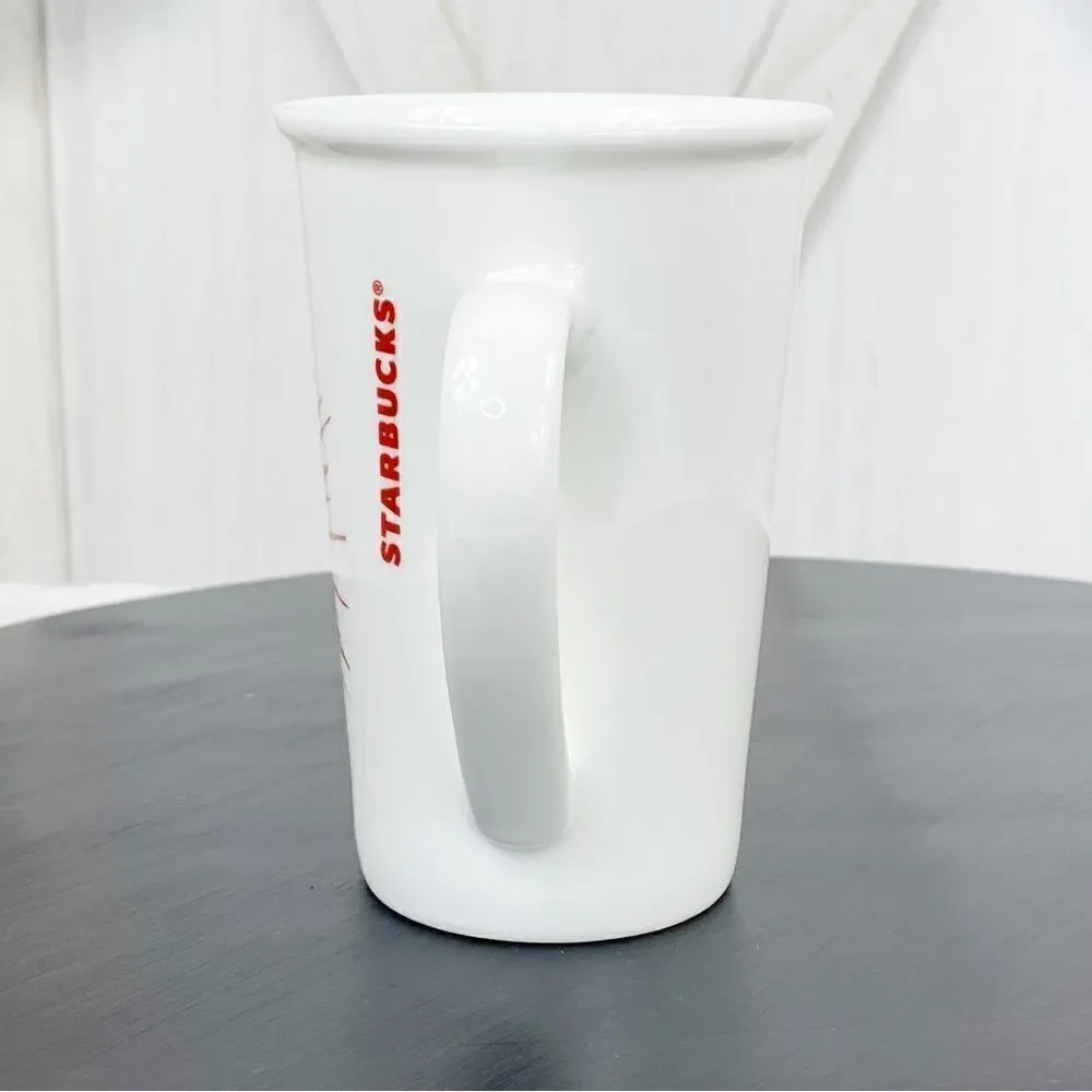 Starbucks Starburst 2014 Holiday Mug White Red 12OZ‎